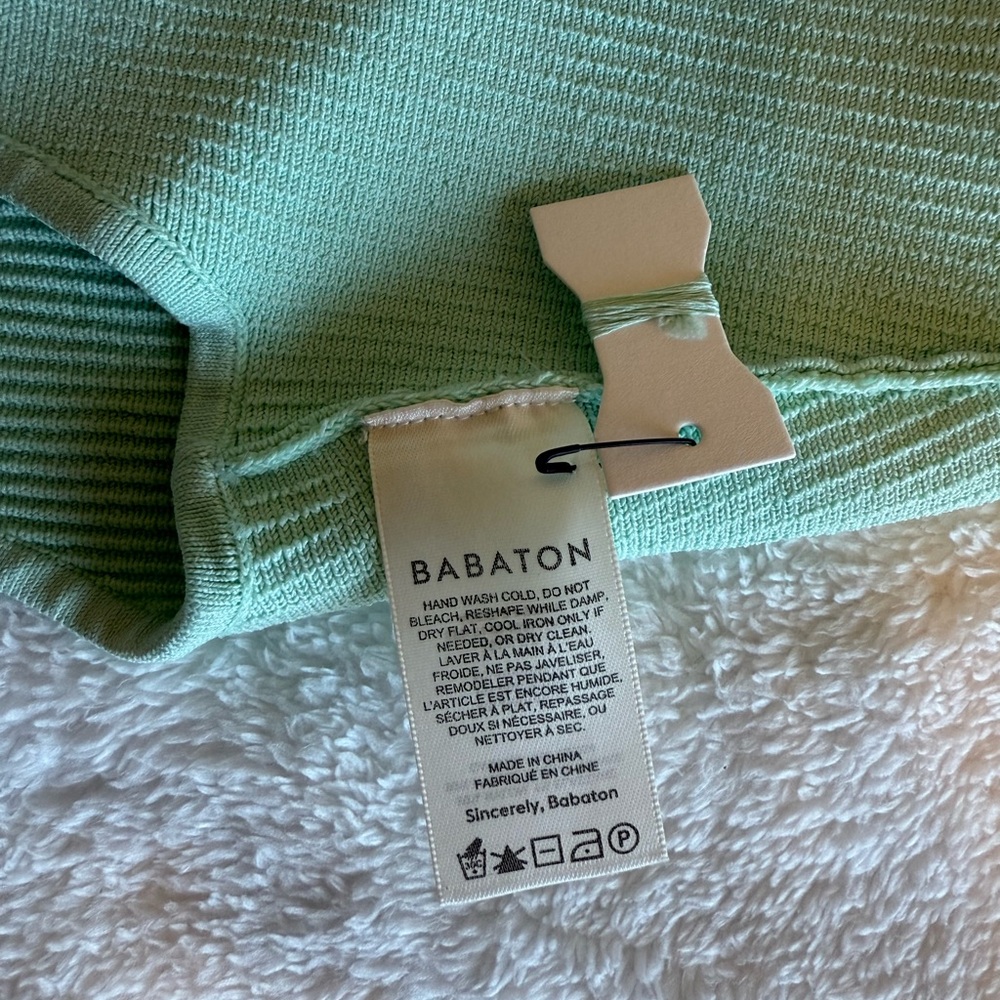 NWT Aritzia Babaton Mint Green Ribbed Notch Crop Top - Picture 4 of 5